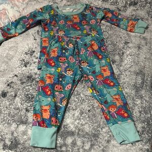 Colorful Cartoon Print Pajama Set